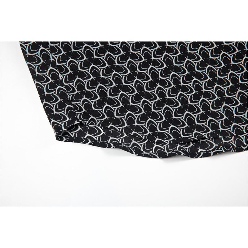 Geometric print draped short sleeve shirt
