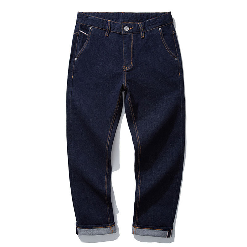 Red selvedge double primary color straight jeans