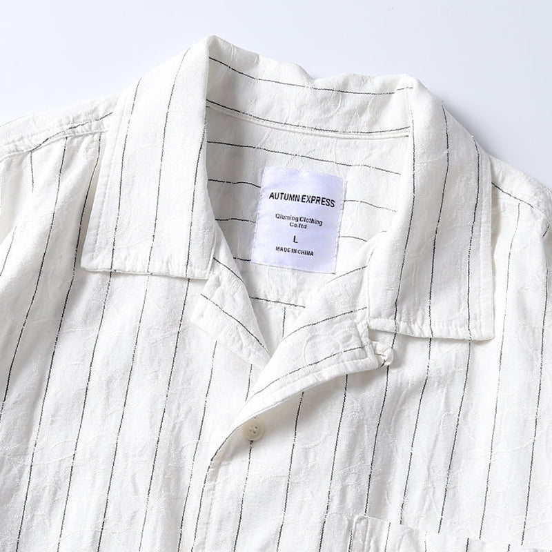 New summer border linen short sleeve shirt