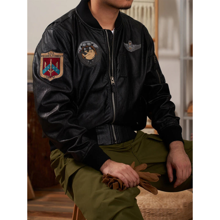 (Biker) Leather MA-1 Flight Jacket