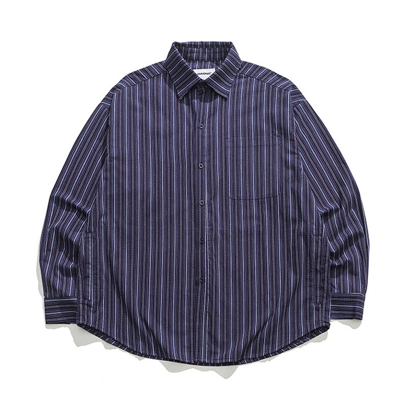 Luxurious classic striped long-sleeved work shirt