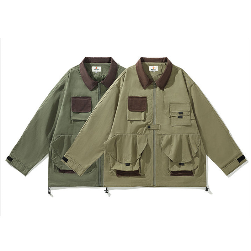 Corduroy jacket with multi-pockets