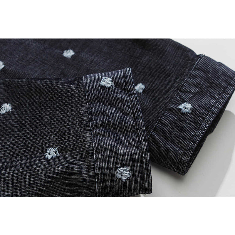 Distressed retro long-sleeved shirt