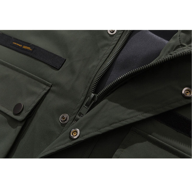 Stand collar multi-pocket outdoor cargo jacket