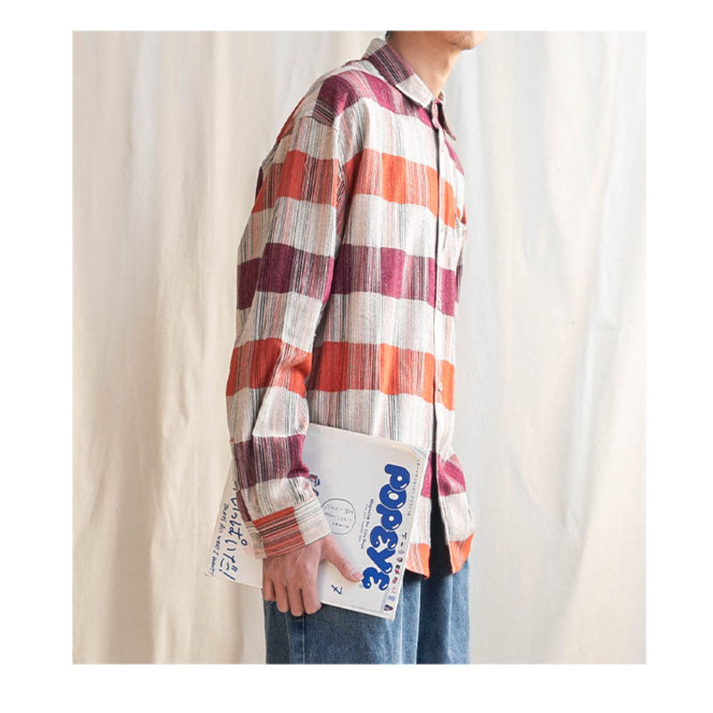 Jacquard colorful check long-sleeved shirt