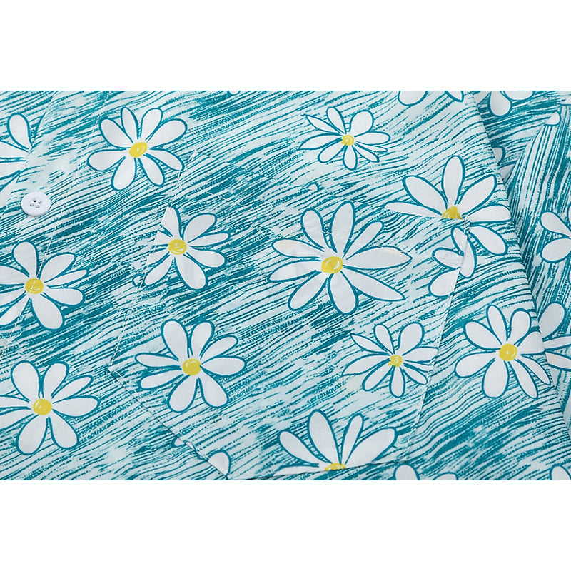 Fresh Hawaiian floral short-sleeved shirt