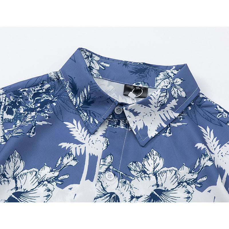 Hawaiian print floral all-over short-sleeved shirt