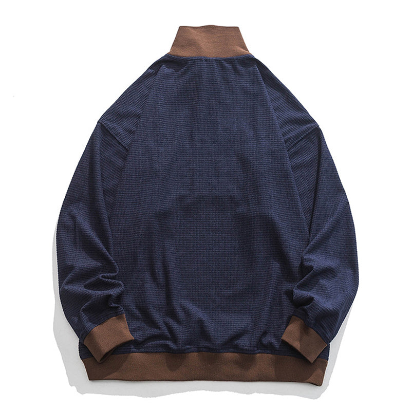Alphabet embroidered color combination zipper hoodie
