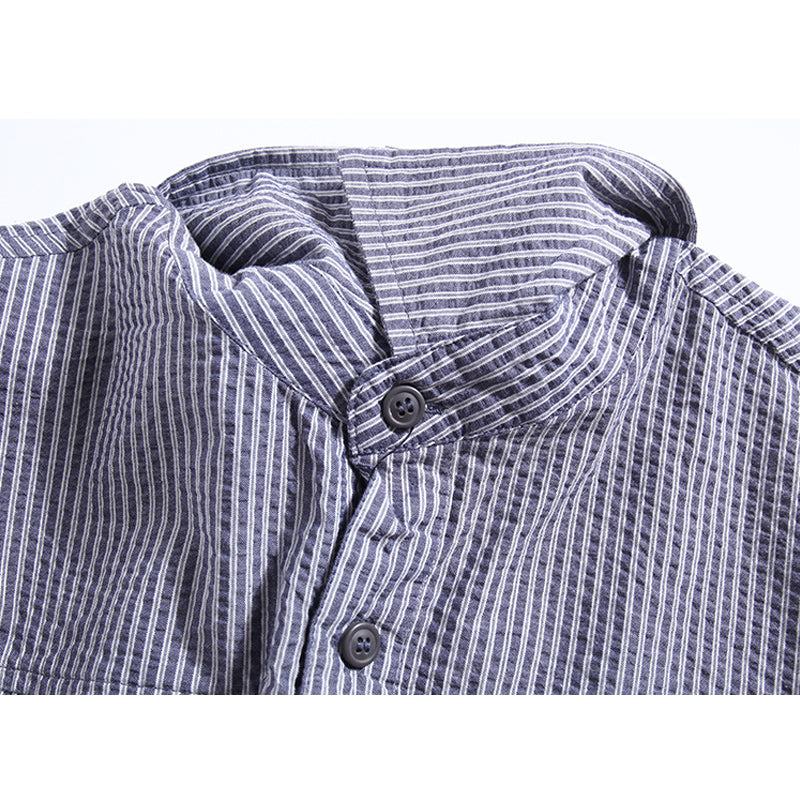 Retro Striped Elbow Patchwork Long Sleeve Shirt