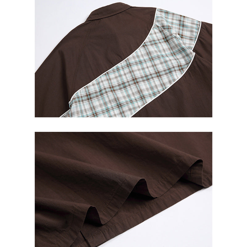 Retro check pattern short sleeve shirt