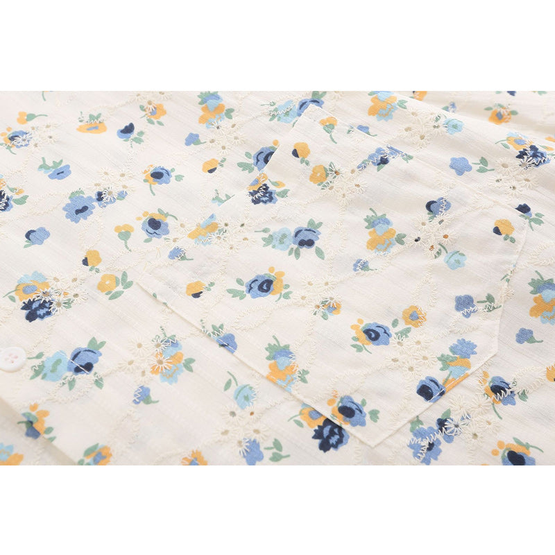 Retro small floral print long sleeve shirt