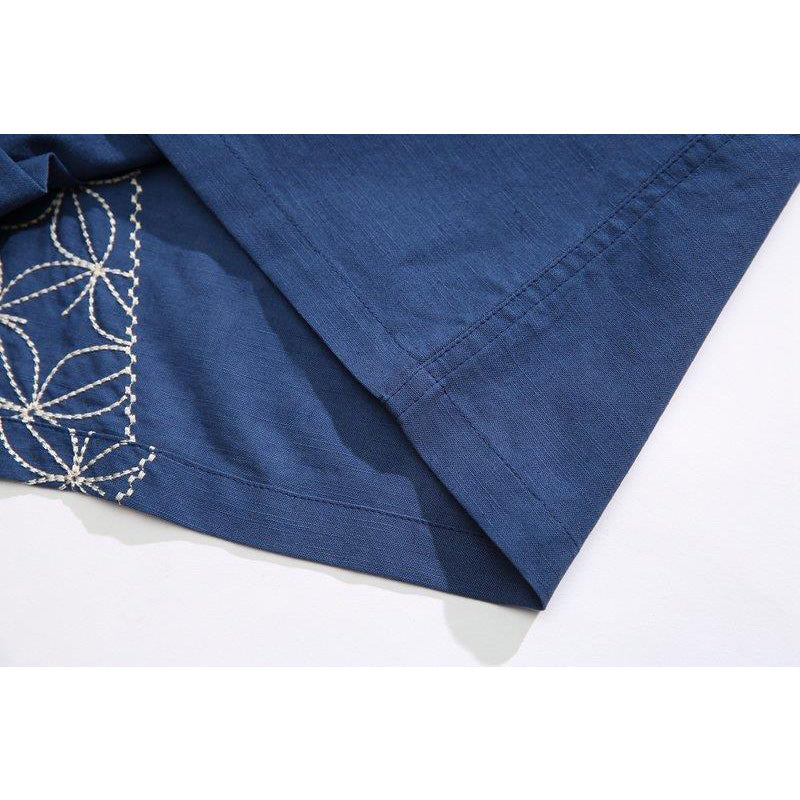 刺繍「稲妻」ファッション半袖シャツ