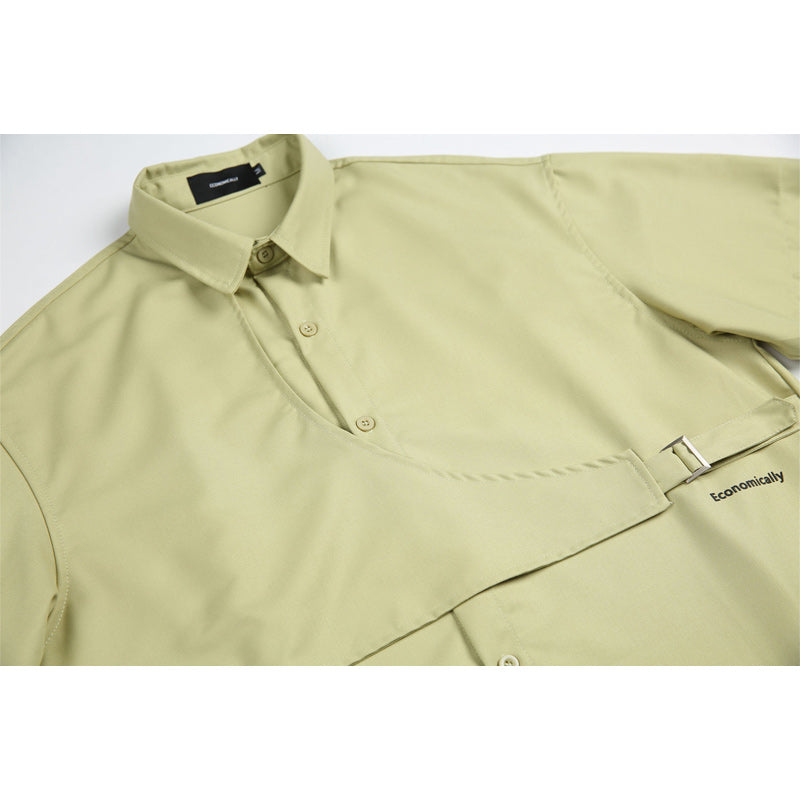 A simple, easy-to-match plain short-sleeved work shirt