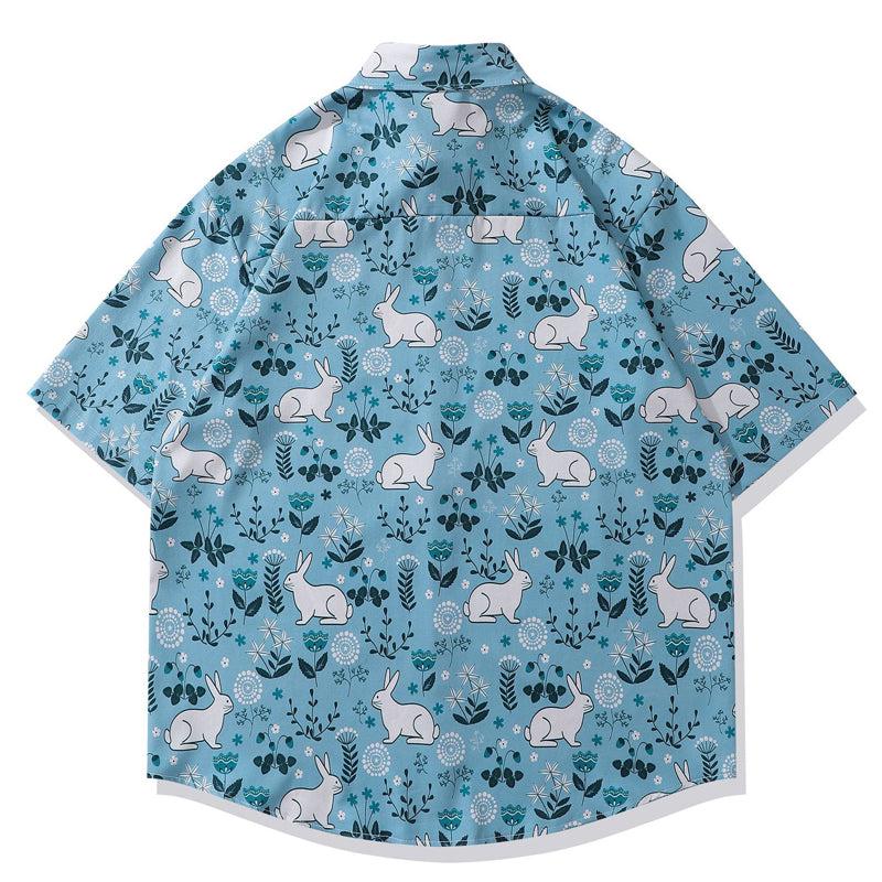 New for summer: rabbit print short-sleeved shirt