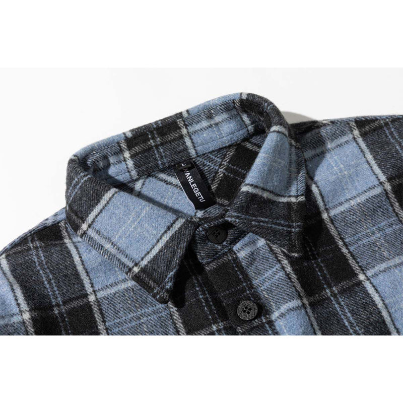 Classic brushed check pattern long sleeve shirt