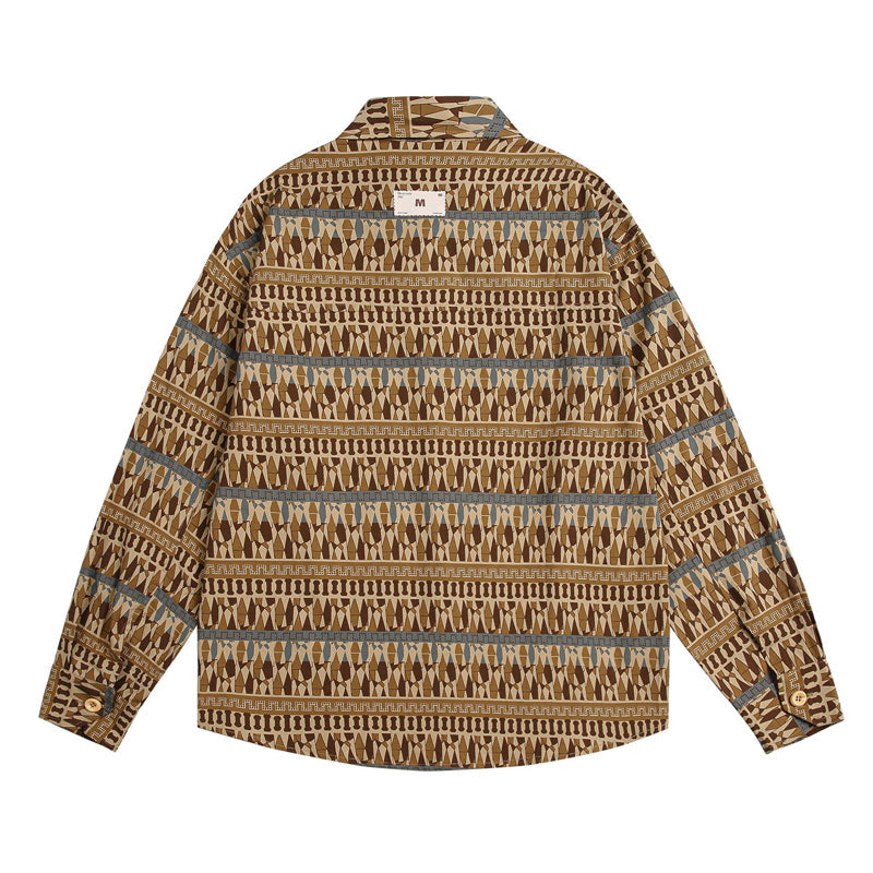 Ethnic print long-sleeved shirt for fall