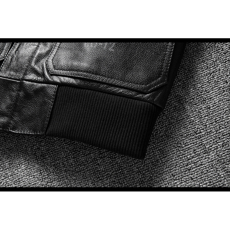 Leather flight jacket with Indian embroidery badge