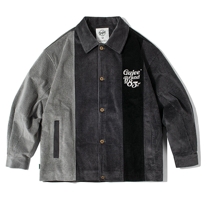 Mixed Color Alphabet Embroidered Retro Loose Fit Jacket