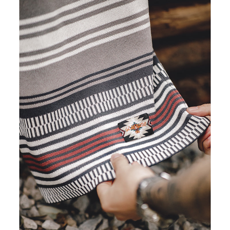 Ethnic striped intarsia beach shorts with Navajo tag