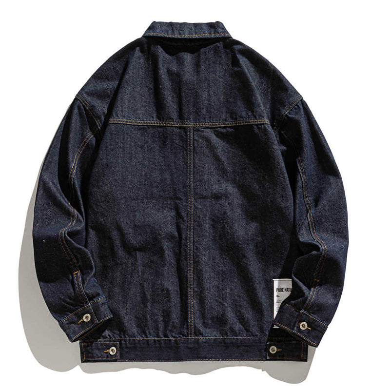Color-block denim American casual jacket