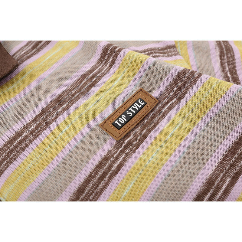 Retro color-striped polo shirt
