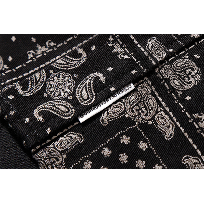Elbow patch paisley print work shirt