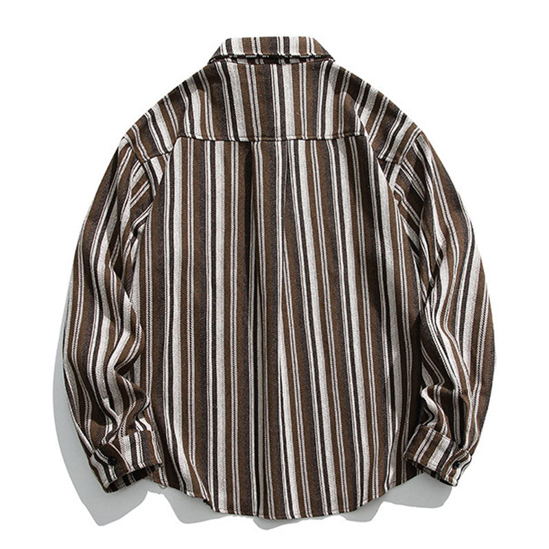 Striped long-sleeved shirt with pocket