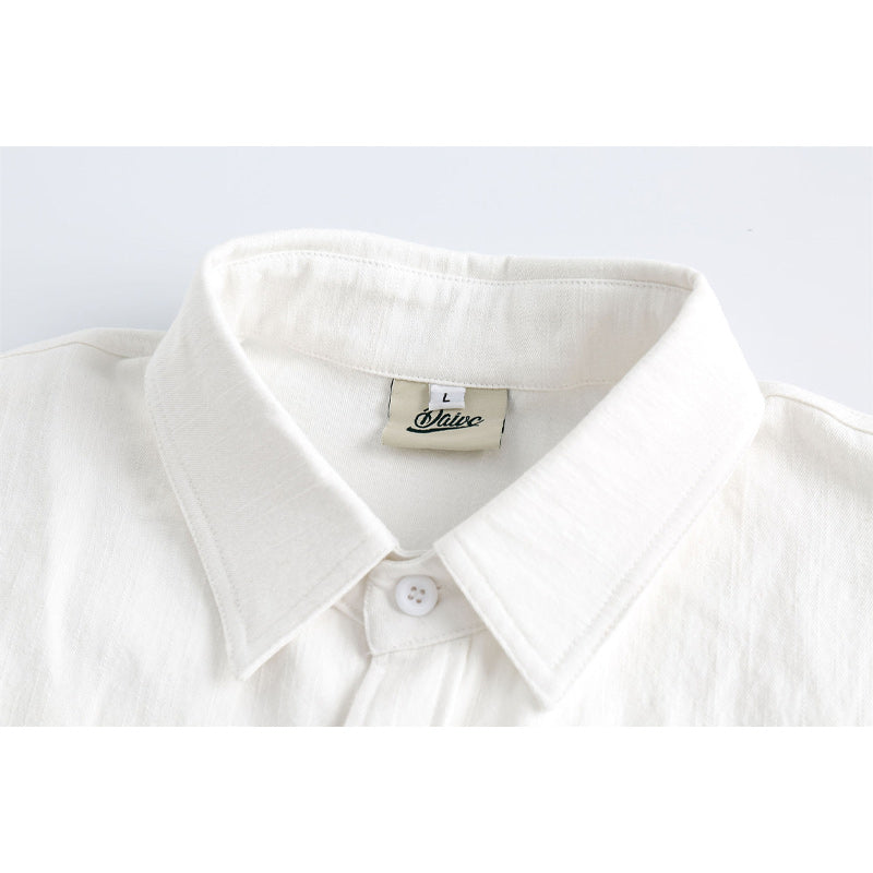 White embroidered pocket plain work short sleeve shirt