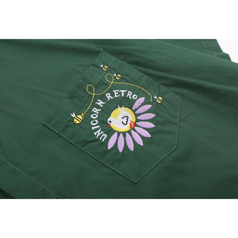 Summery embroidered floral retro short sleeve shirt