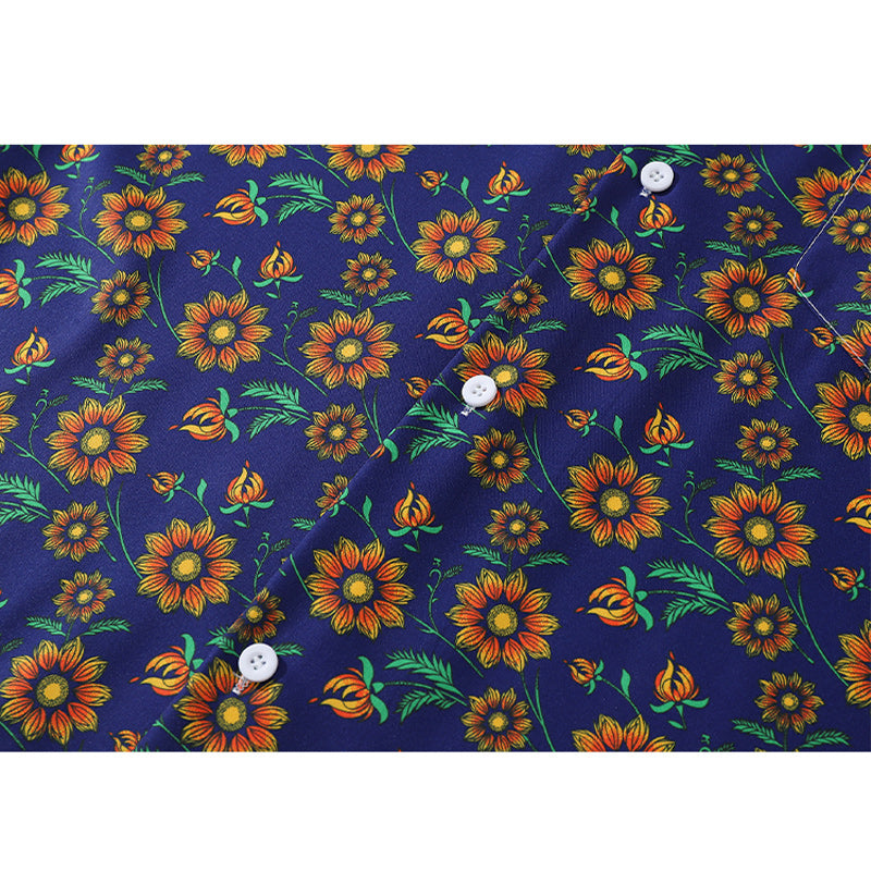 Retro floral short-sleeved shirt
