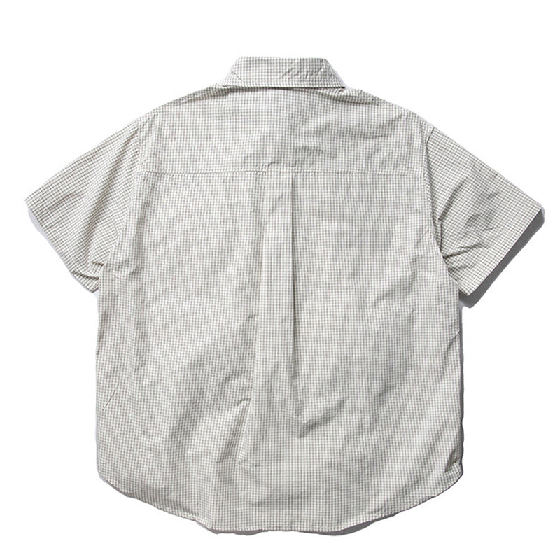 Checkered pocket work short-sleeved shirt