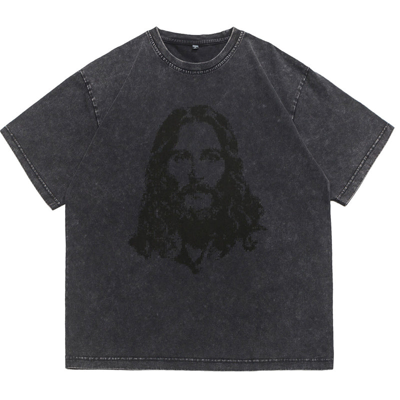 夏新作ロングヘア男性プリント綿100% M-6XL Tシャツ