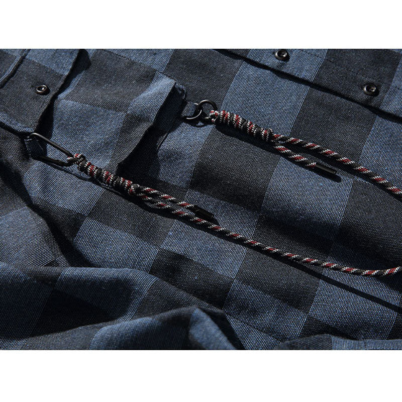 Gingham check work shirt with loop rope