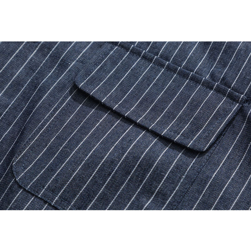 Striped pocket shirt with lettering on sleeves