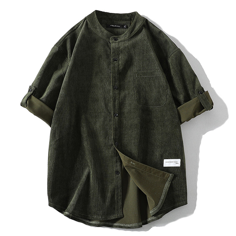 New for summer: Solid color, collarless, short-sleeved shirts M-5XL