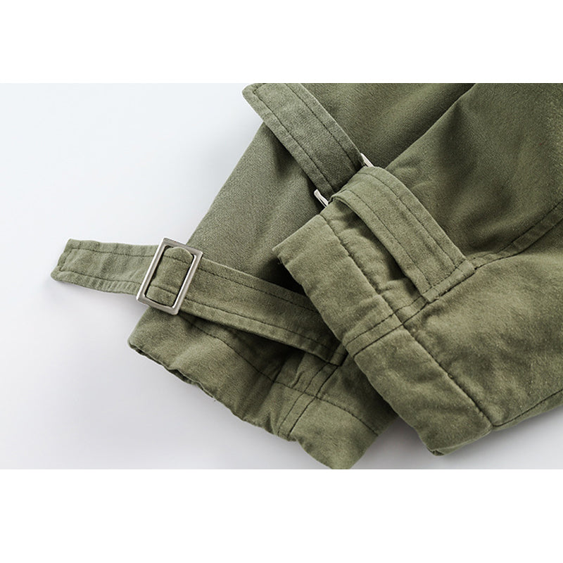 Washed padded shirt collar alphabet cargo down jacket