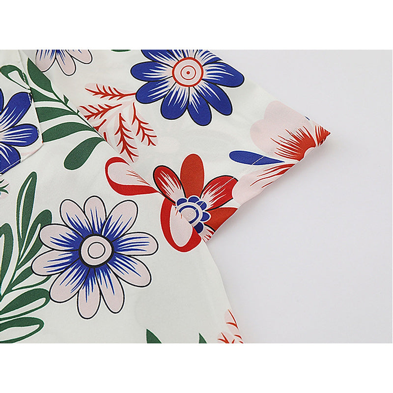 Retro Hawaiian floral short-sleeved all-over print shirt