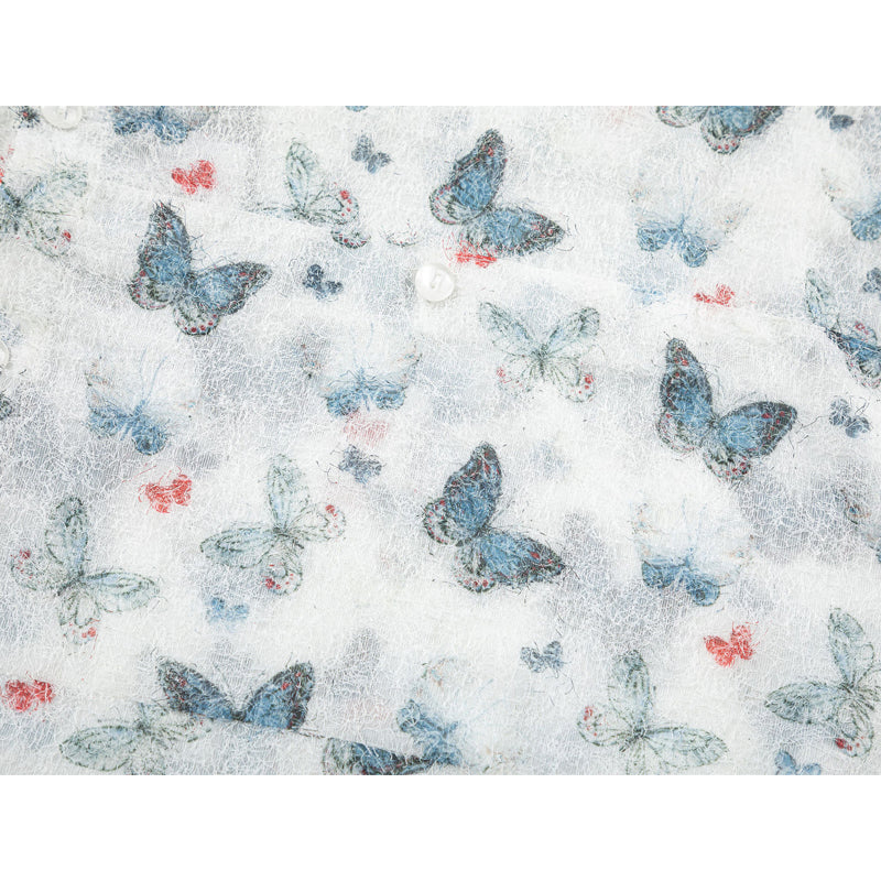 New for summer: Fringe butterfly print short-sleeved shirt