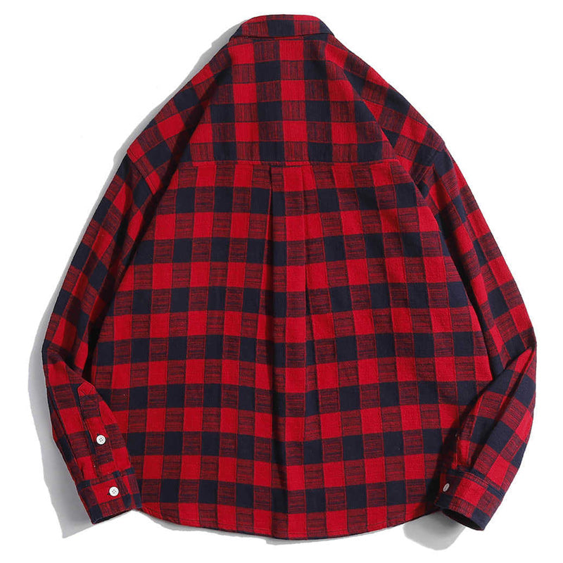 Classic check pattern pocket long sleeve shirt