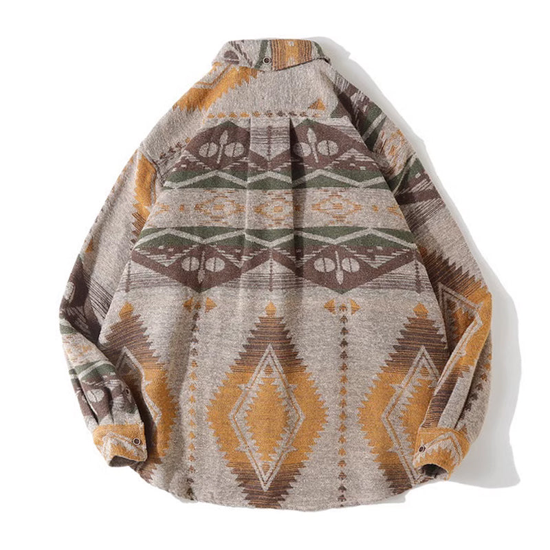Navajo jacquard tweed long-sleeved shirt