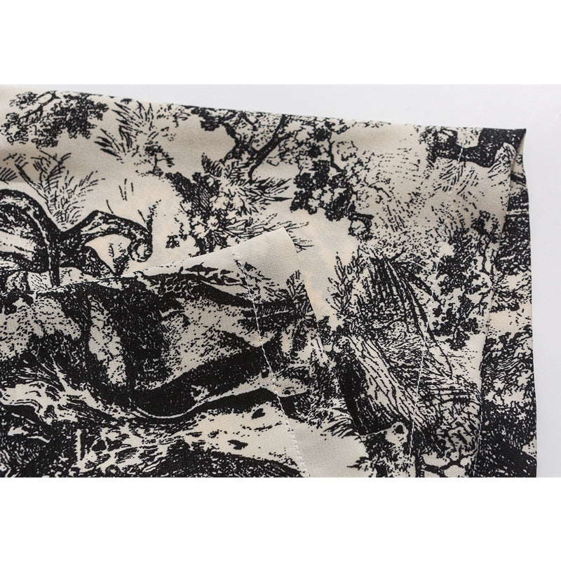 Sumi-e natural print short-sleeved shirt