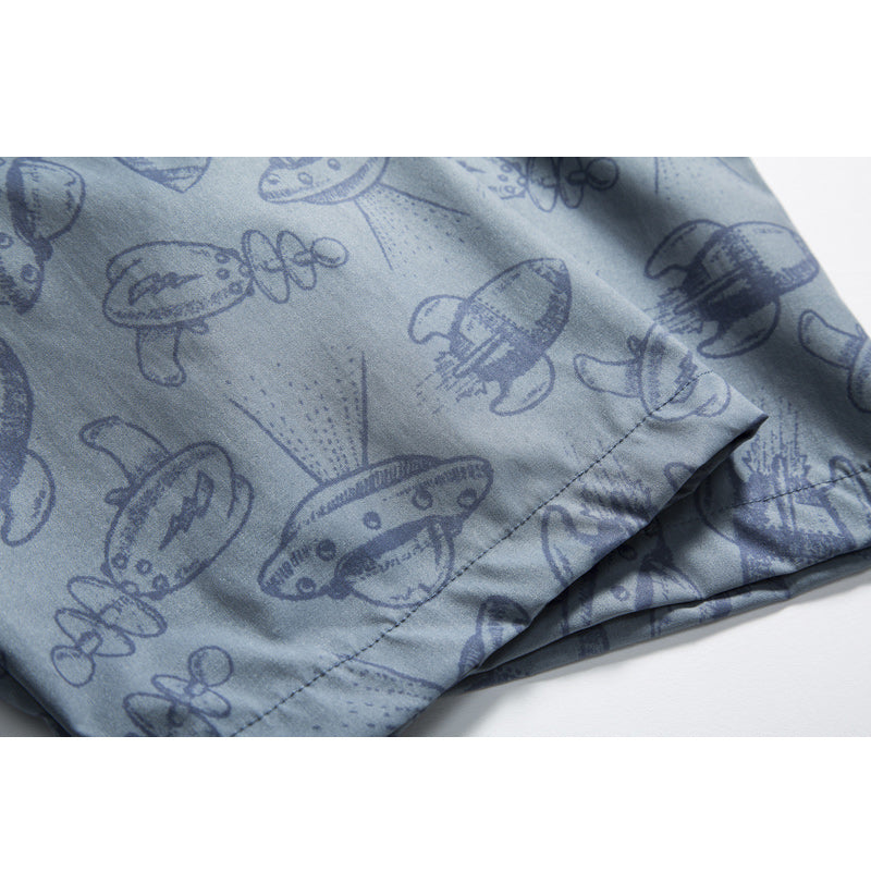 Retro all-over print aloha short-sleeved shirt