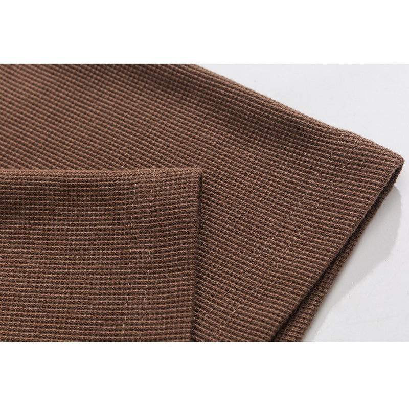 Design pocket waffle crew neck T-shirt