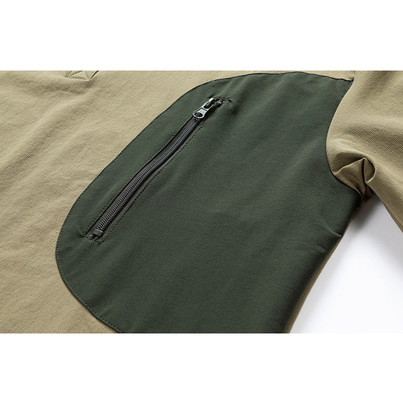 Retro-style pullover long-sleeved work shirt