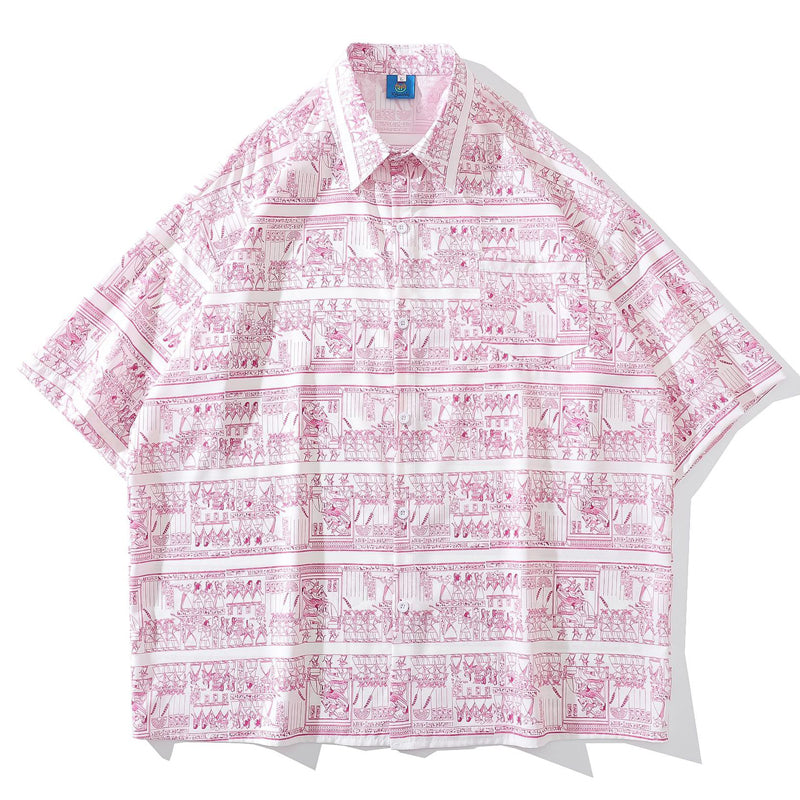 New for summer: ethnic print short-sleeved shirt