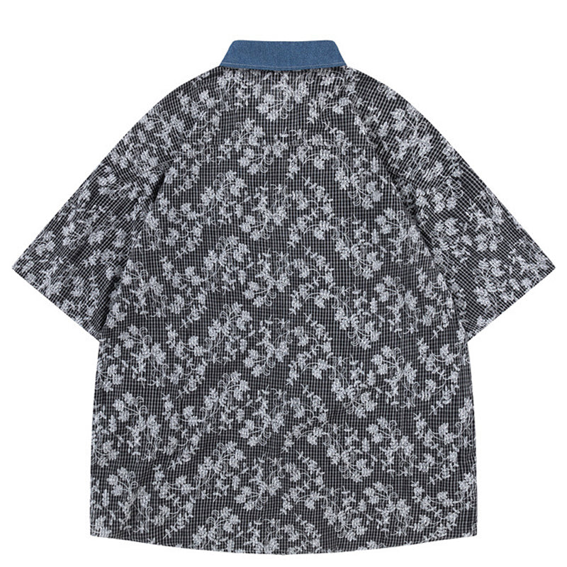 New summer floral print short sleeve shirt