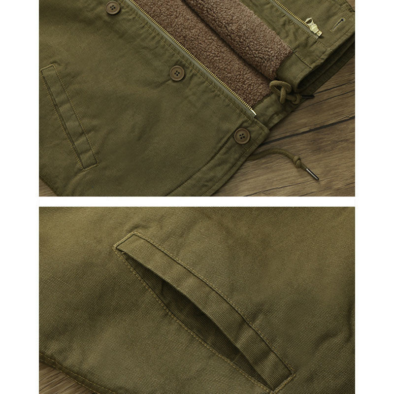 American casual A2 heavyweight cargo down jacket with a turn-down collar