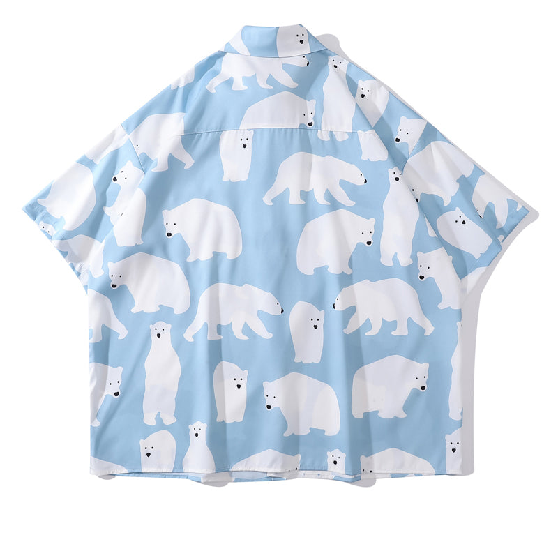 New summer polar bear print short sleeve shirt