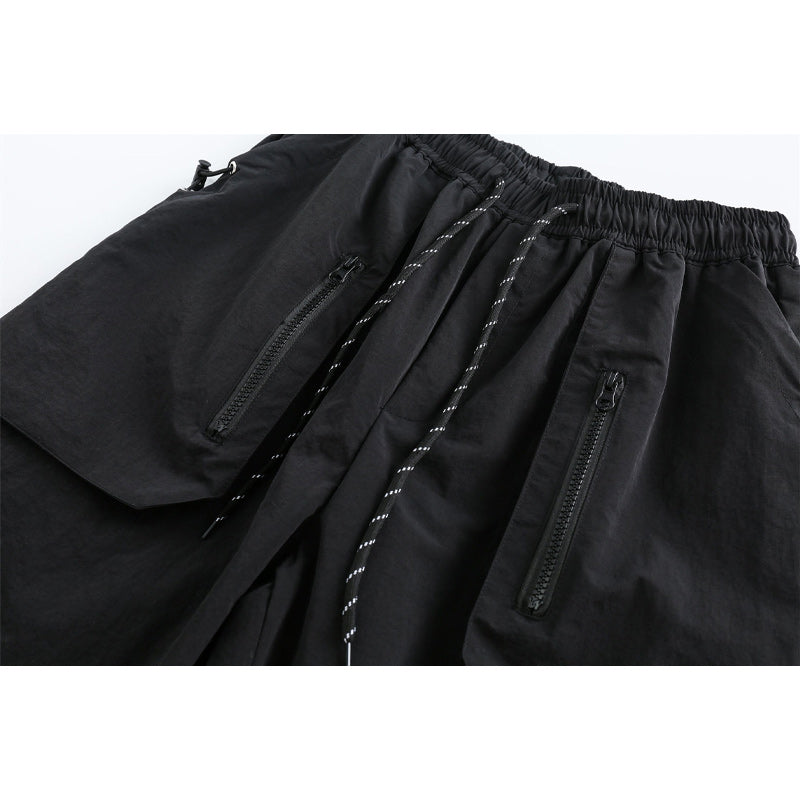 Zippered large pocket casual shorts