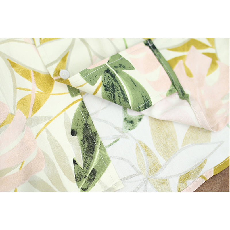 Cuban-colored floral print aloha shirt